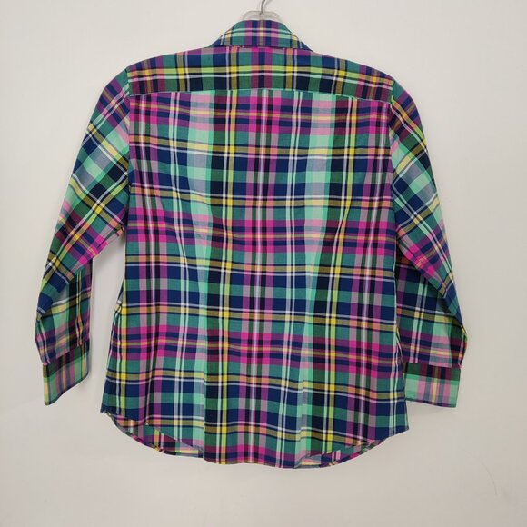 Chaps Classics Women's Shirt Size S Petite 100% Cotton No Iron Plaid Multicolor - Picture 4 of 8